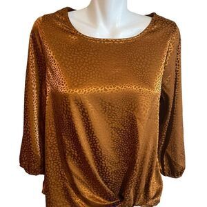 Dressbarn/Dark Orange Blouse Top Shirt/Knotted in Front/Size Small